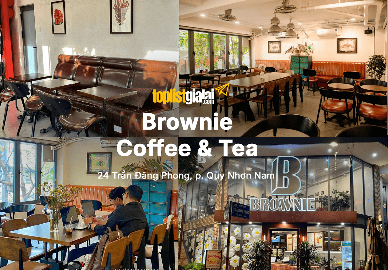 Mặt tiền quán cafe Brownie Trần Đăng Phong Quy Nhơn ấm cúng phong cách vintage